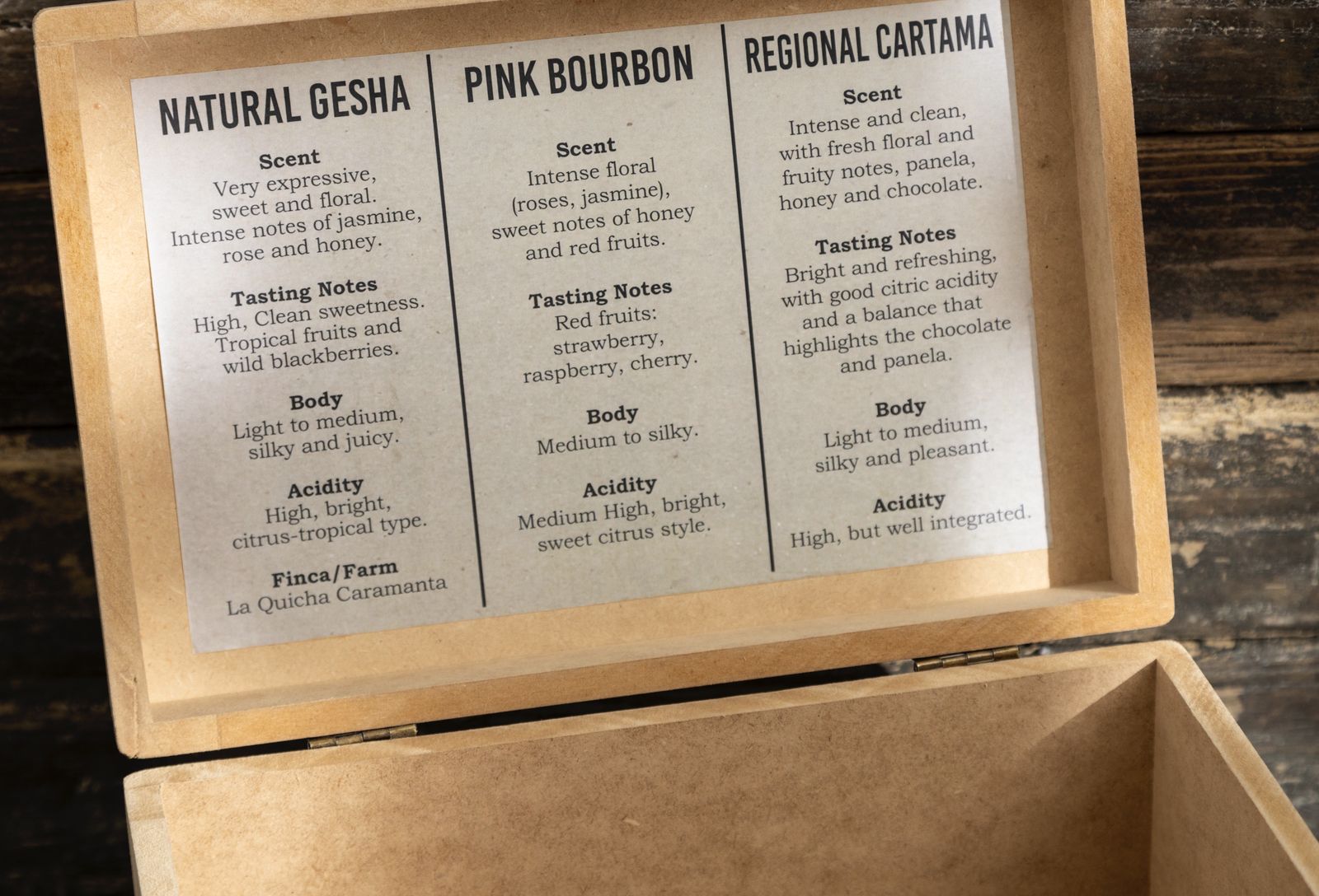 Colombian Specialty Coffee Gift Box – Gesha, Pink Bourbon & Cartama